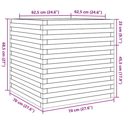vidaXL Pflanzkübel Weiß 70x70x68,5 cm Massivholz Kiefer