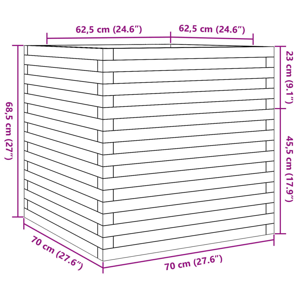 vidaXL Pflanzkübel 70x70x68,5 cm Massivholz Douglasie