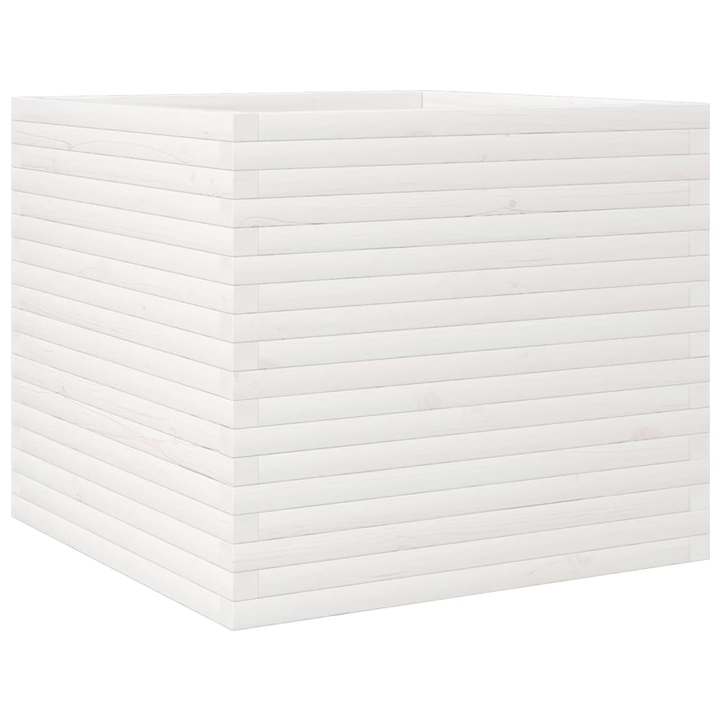 vidaXL Pflanzkübel Weiß 80x80x68,5 cm Massivholz Kiefer