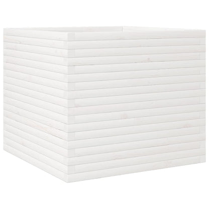 vidaXL Pflanzkübel Weiß 80x80x68,5 cm Massivholz Kiefer