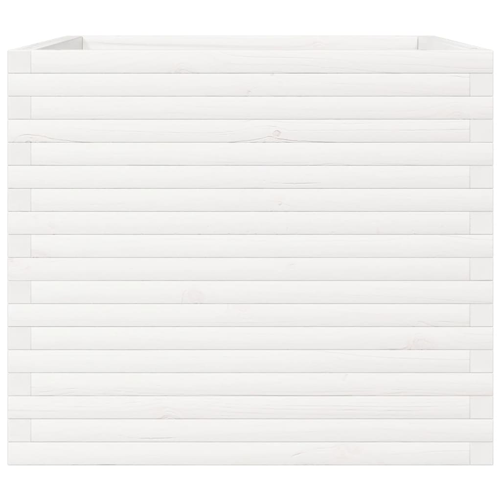 vidaXL Pflanzkübel Weiß 80x80x68,5 cm Massivholz Kiefer