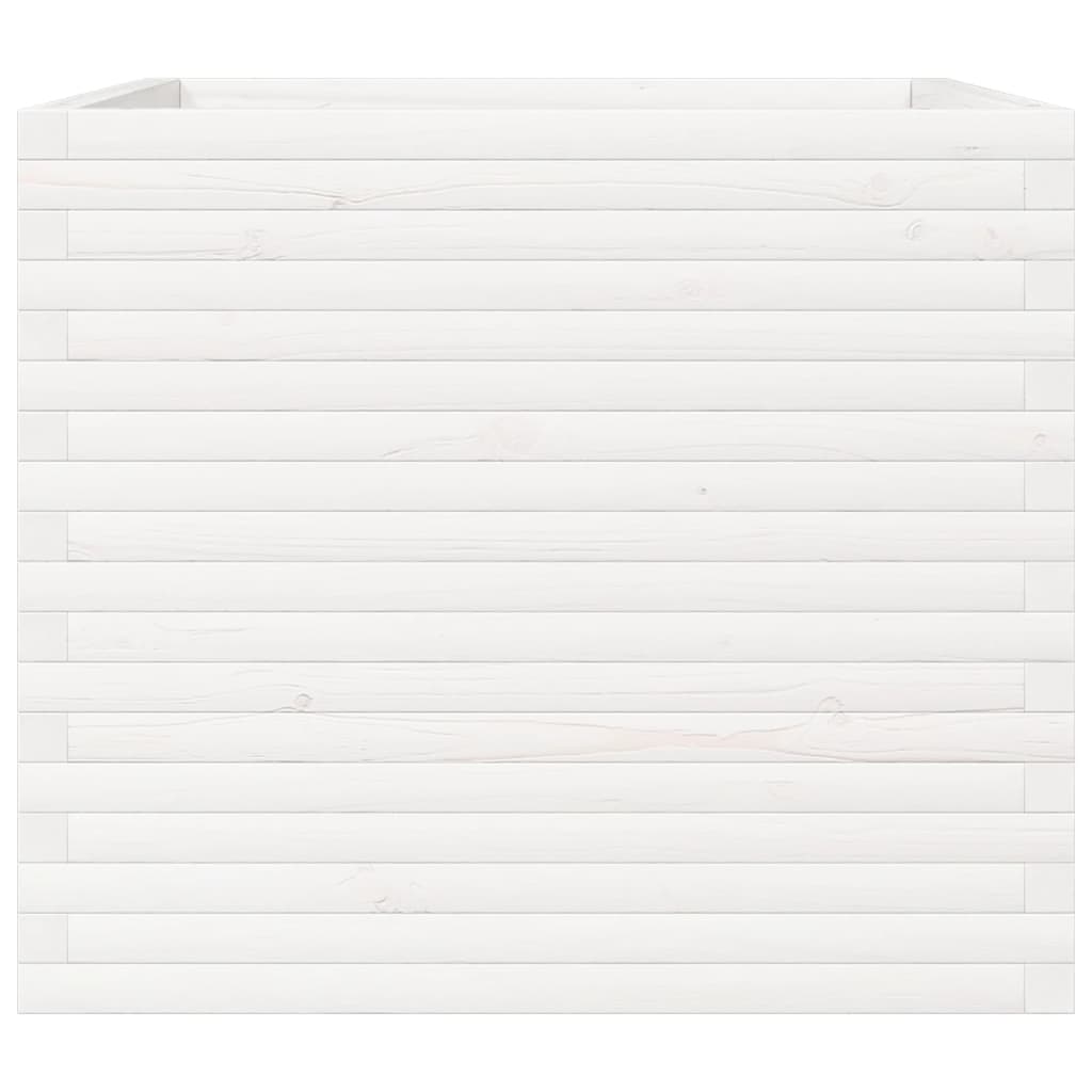 vidaXL Pflanzkübel Weiß 80x80x68,5 cm Massivholz Kiefer