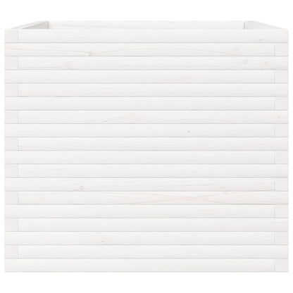 vidaXL Pflanzkübel Weiß 80x80x68,5 cm Massivholz Kiefer