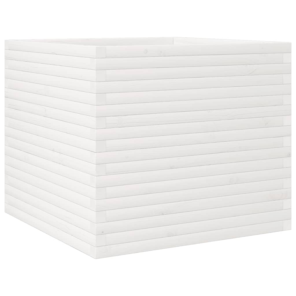 vidaXL Pflanzkübel Weiß 80x80x68,5 cm Massivholz Kiefer