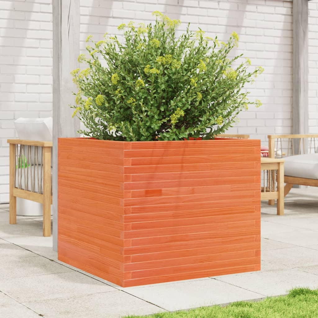 vidaXL Pflanzkübel Wachsbraun 80x80x68,5 cm Massivholz Kiefer