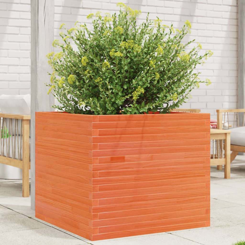 vidaXL Pflanzkübel Wachsbraun 80x80x68,5 cm Massivholz Kiefer