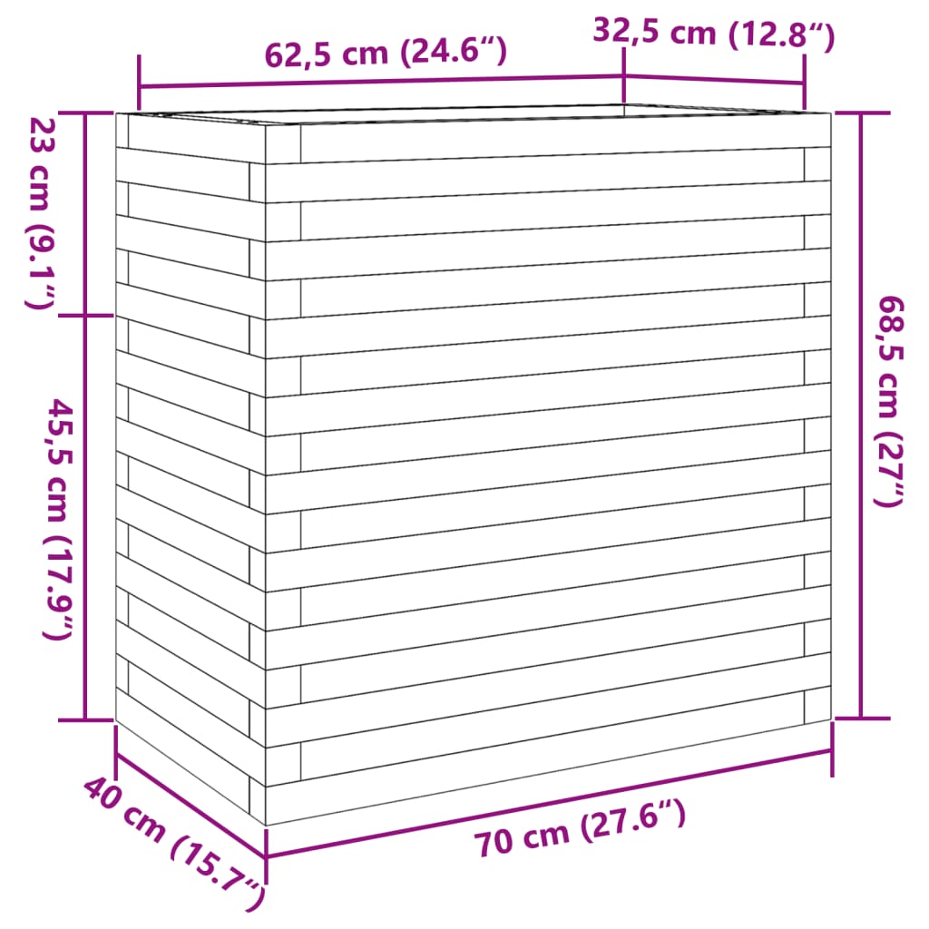 vidaXL Pflanzkübel Wachsbraun 70x40x68,5 cm Massivholz Kiefer