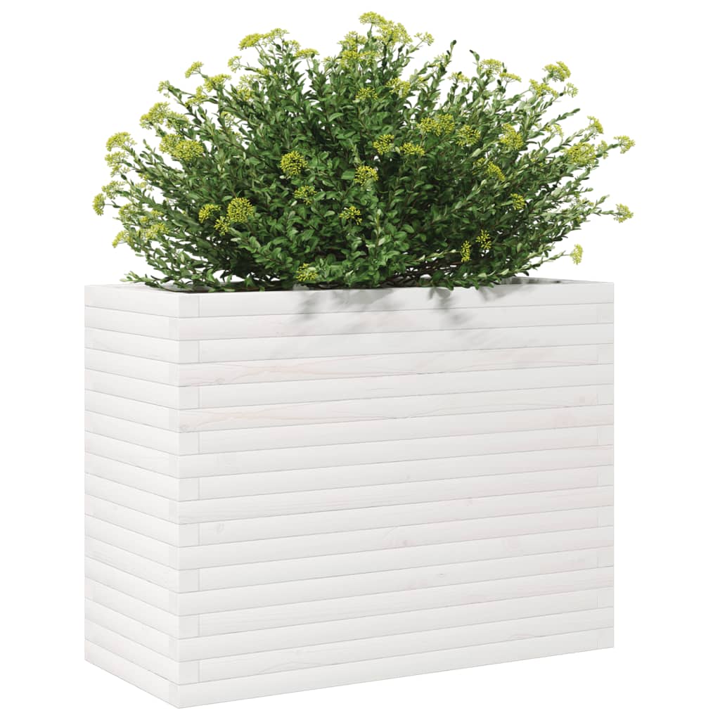 vidaXL Pflanzkübel Weiß 90x40x68,5 cm Massivholz Kiefer