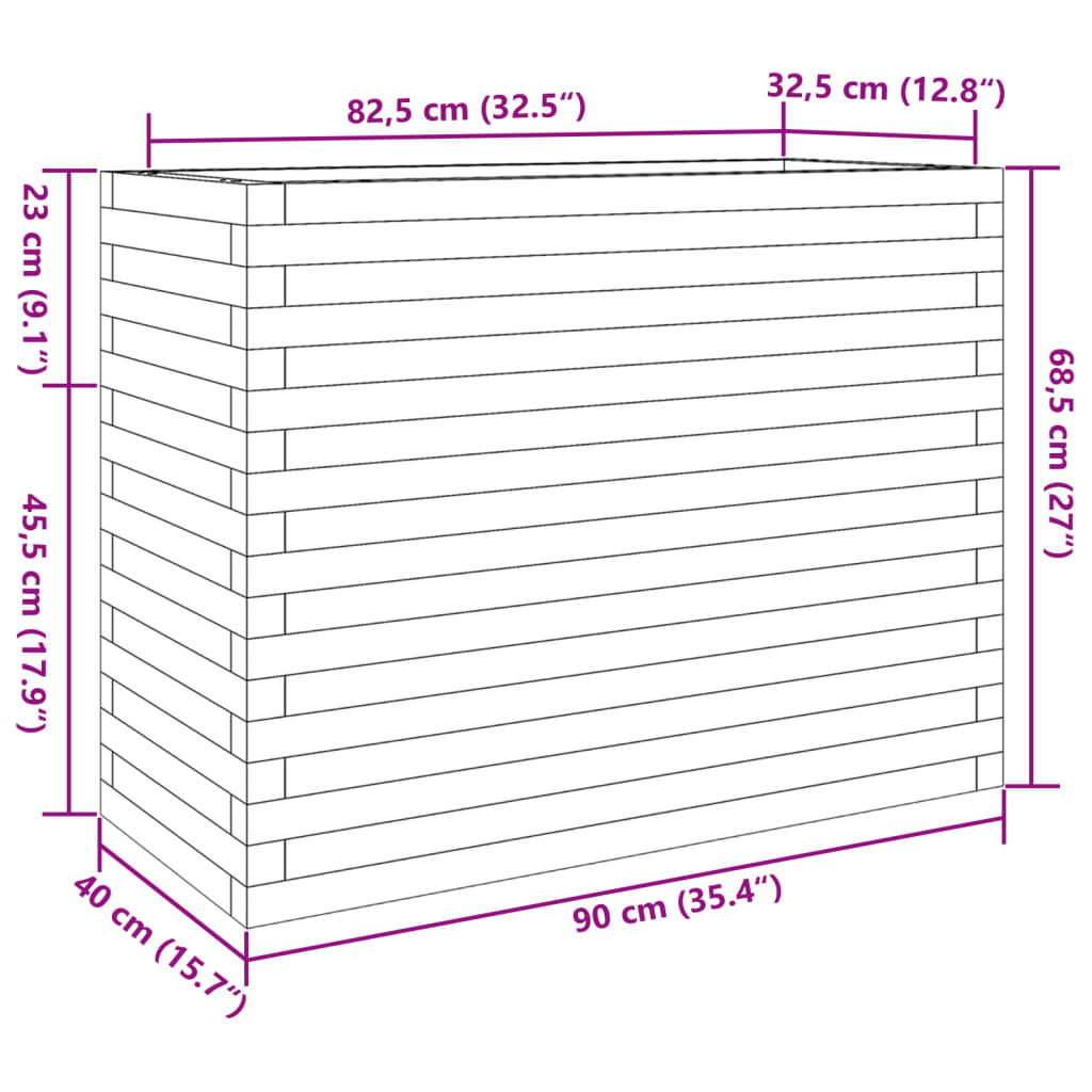 vidaXL Pflanzkübel Weiß 90x40x68,5 cm Massivholz Kiefer