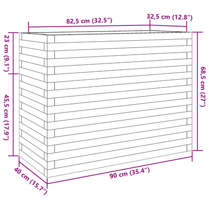 vidaXL Pflanzkübel Weiß 90x40x68,5 cm Massivholz Kiefer