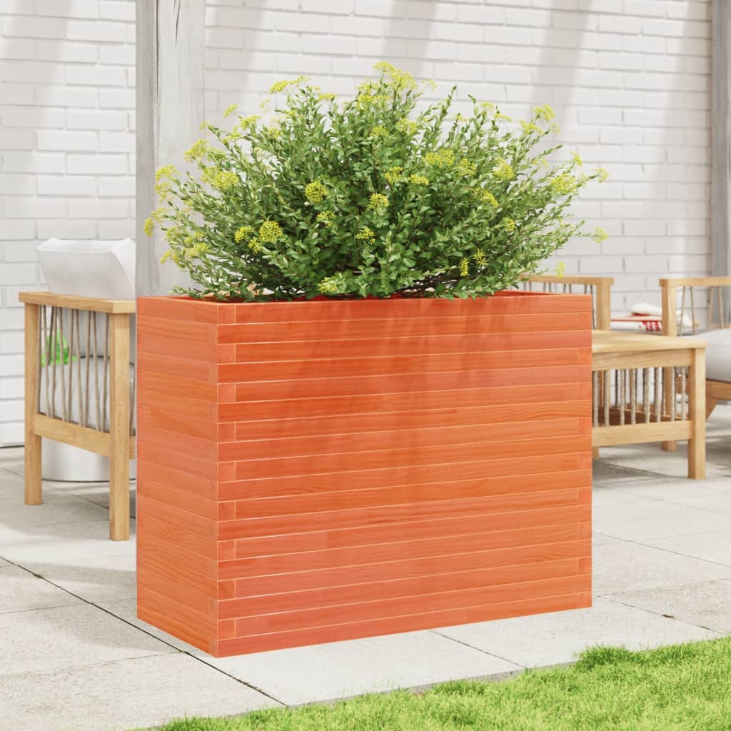 vidaXL Pflanzkübel Wachsbraun 90x40x68,5 cm Massivholz Kiefer