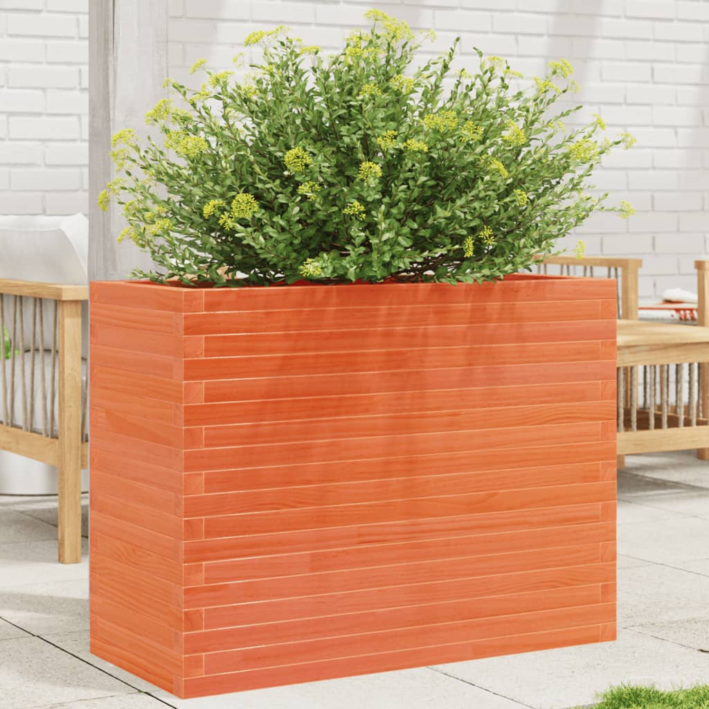 vidaXL Pflanzkübel Wachsbraun 90x40x68,5 cm Massivholz Kiefer