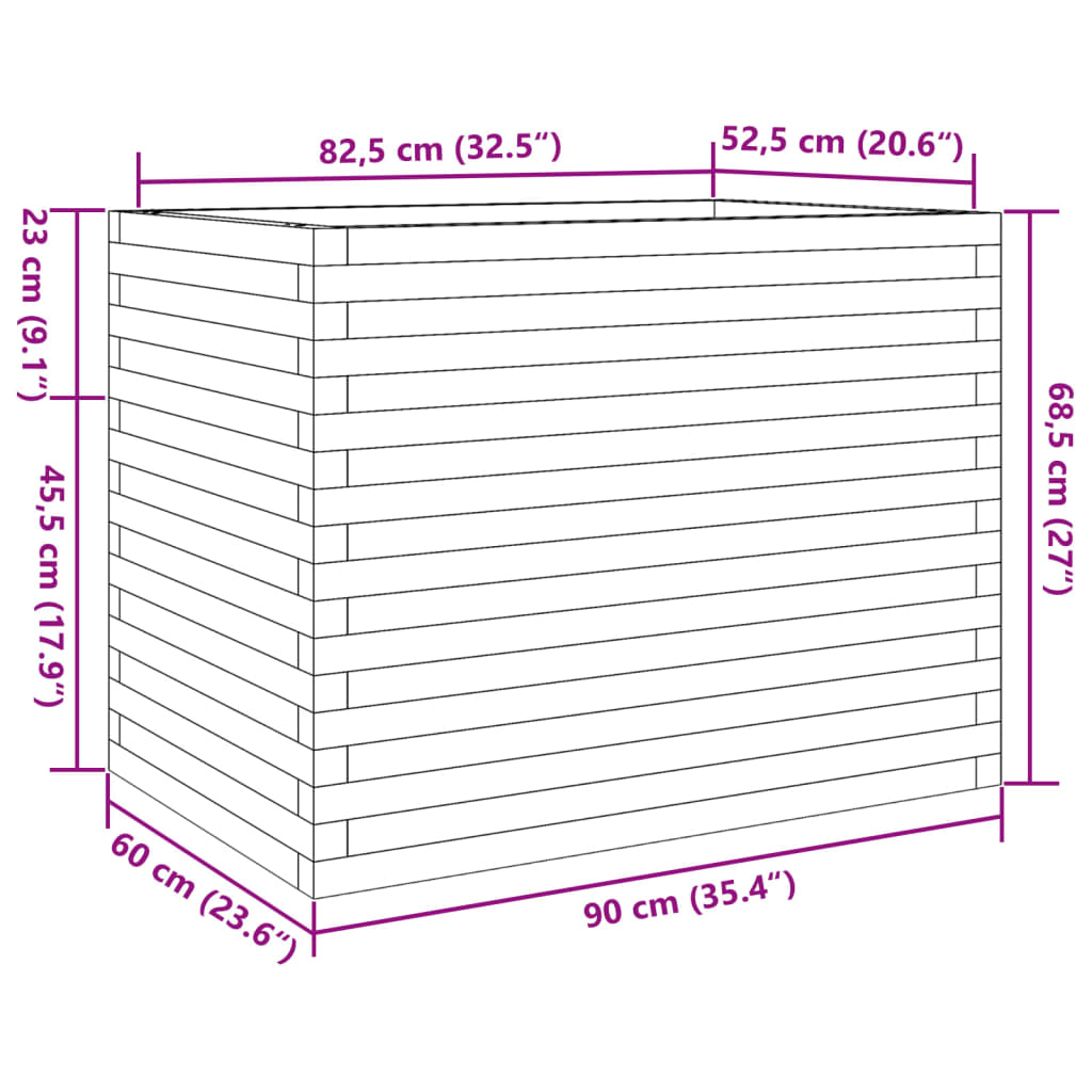 vidaXL Pflanzkübel 90x60x68,5 cm Kiefernholz Imprägniert