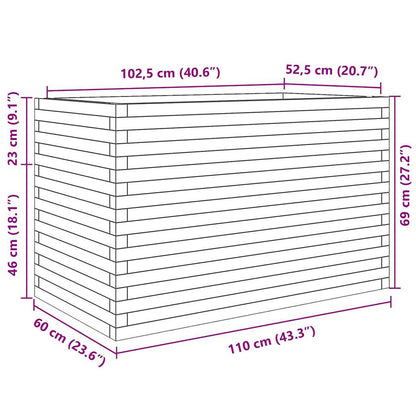 vidaXL Pflanzkübel Weiß 110x60x68,5 cm Massivholz Kiefer