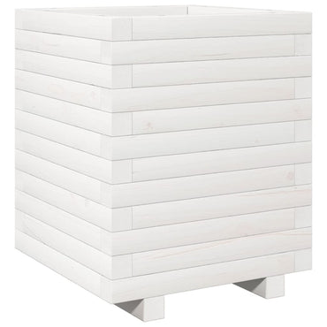 vidaXL Pflanzkübel Weiß 40x40x49,5 cm Massivholz Kiefer