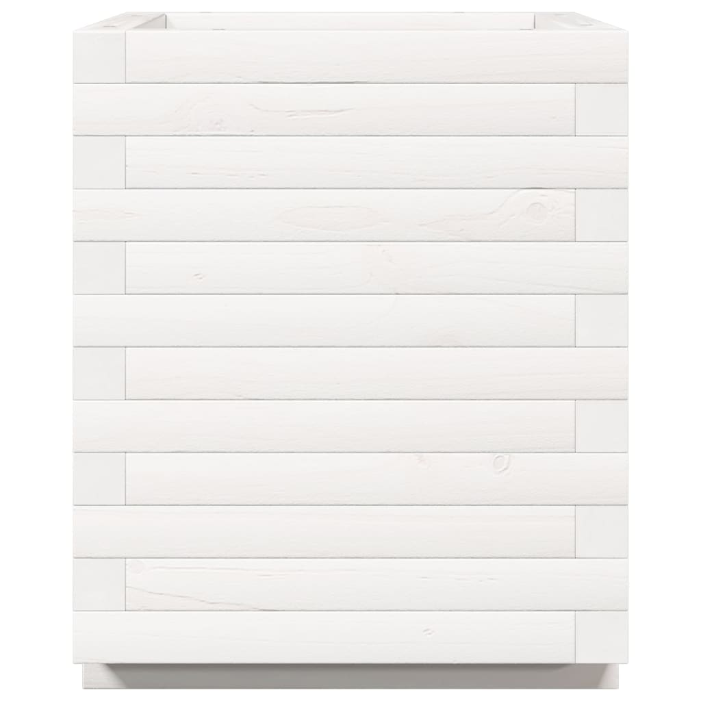 vidaXL Pflanzkübel Weiß 40x40x49,5 cm Massivholz Kiefer