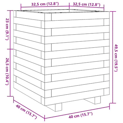 vidaXL Pflanzkübel Weiß 40x40x49,5 cm Massivholz Kiefer