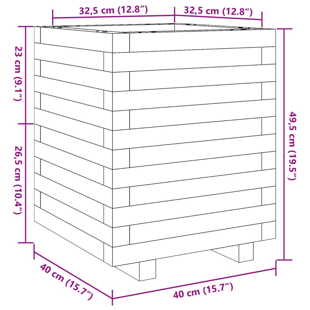 vidaXL Pflanzkübel Wachsbraun 40x40x49,5 cm Massivholz Kiefer