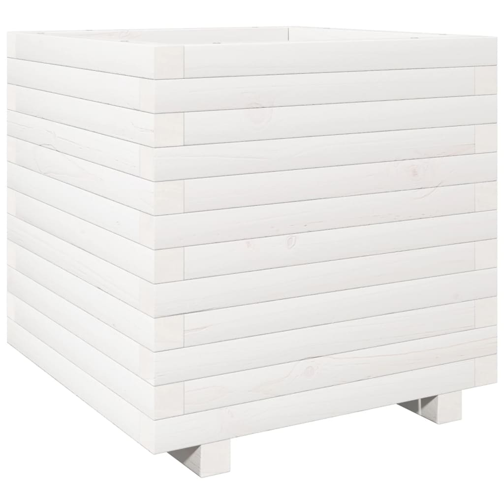 vidaXL Pflanzkübel Weiß 50x50x49,5 cm Massivholz Kiefer