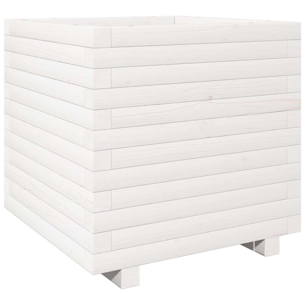 vidaXL Pflanzkübel Weiß 50x50x49,5 cm Massivholz Kiefer