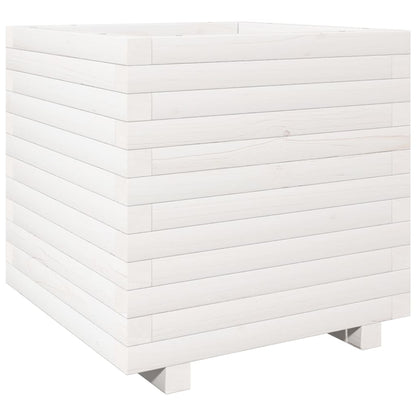 vidaXL Pflanzkübel Weiß 50x50x49,5 cm Massivholz Kiefer