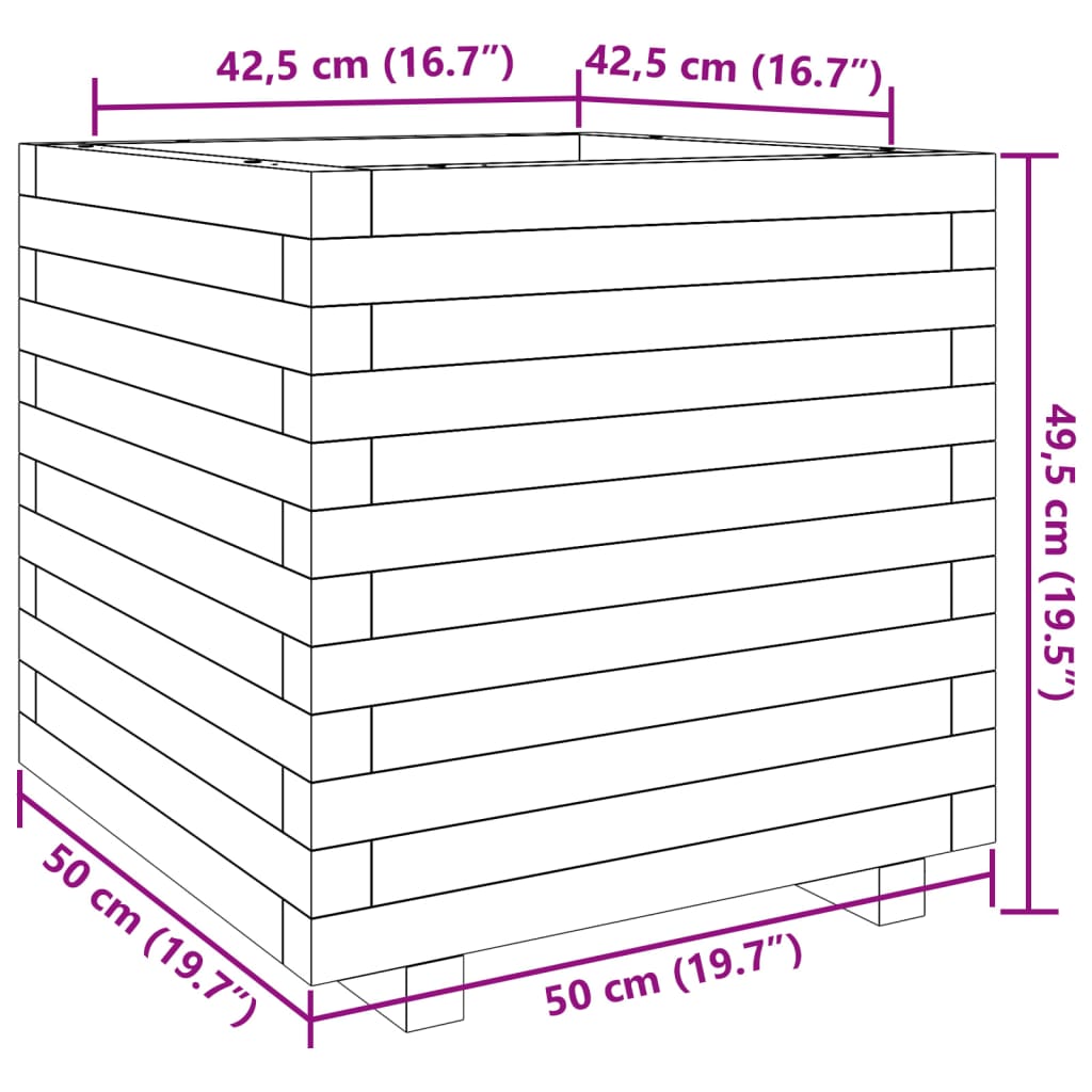 vidaXL Pflanzkübel Weiß 50x50x49,5 cm Massivholz Kiefer
