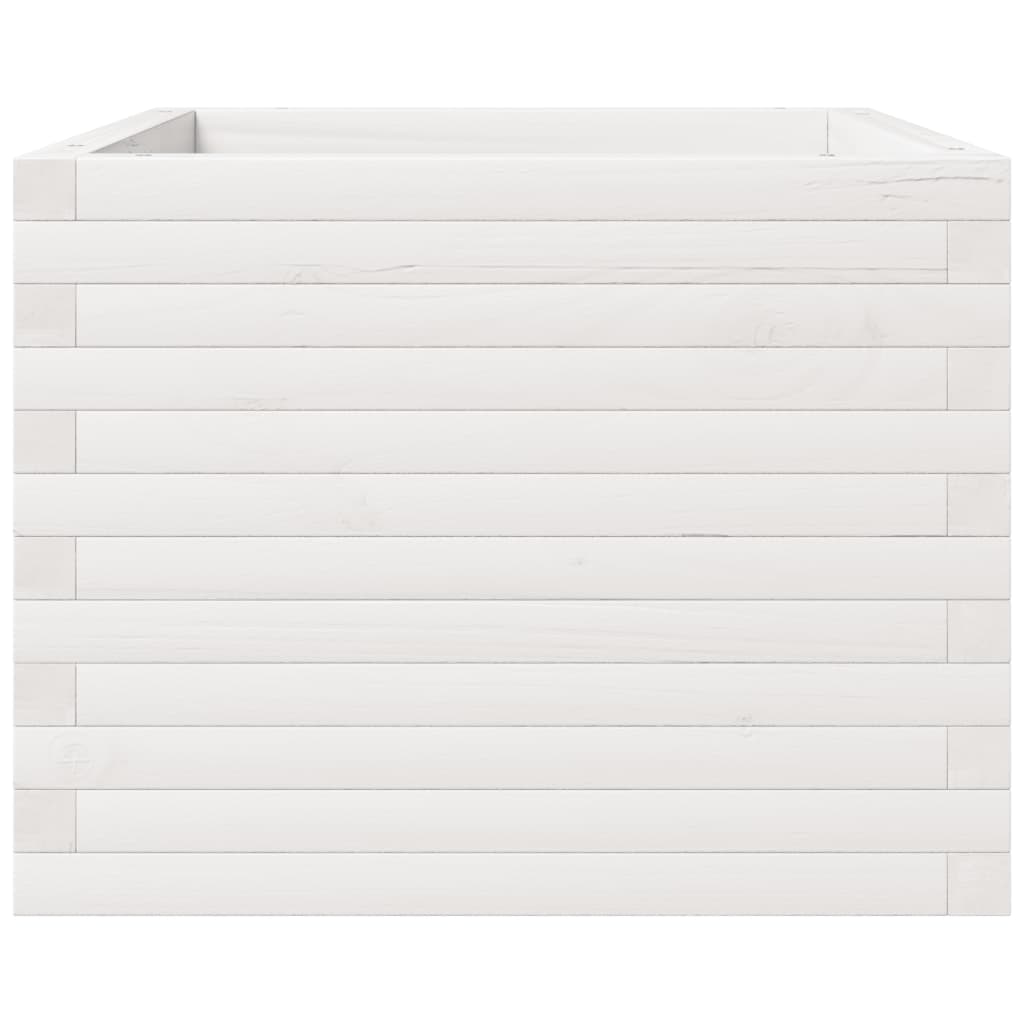 vidaXL Pflanzkübel Weiß 60x60x49,5 cm Massivholz Kiefer