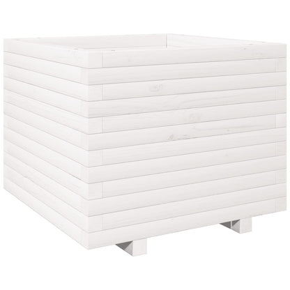 vidaXL Pflanzkübel Weiß 60x60x49,5 cm Massivholz Kiefer