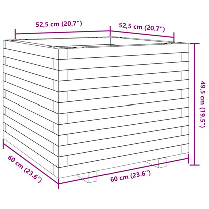 vidaXL Pflanzkübel Wachsbraun 60x60x49,5 cm Massivholz Kiefer