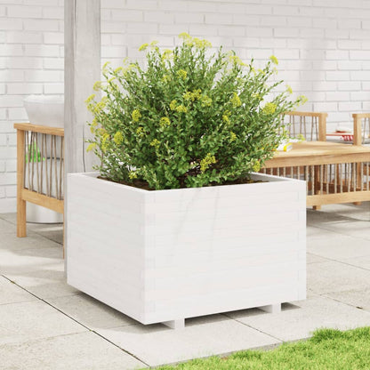 vidaXL Jardinière Blanc 70x70x49,5 cm Bois de pin massif