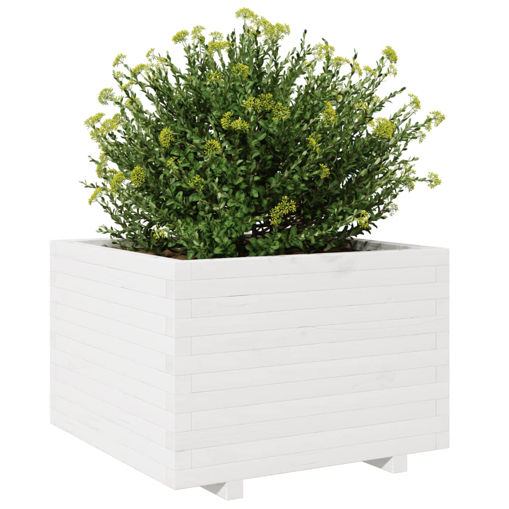 vidaXL Jardinière Blanc 70x70x49,5 cm Bois de pin massif
