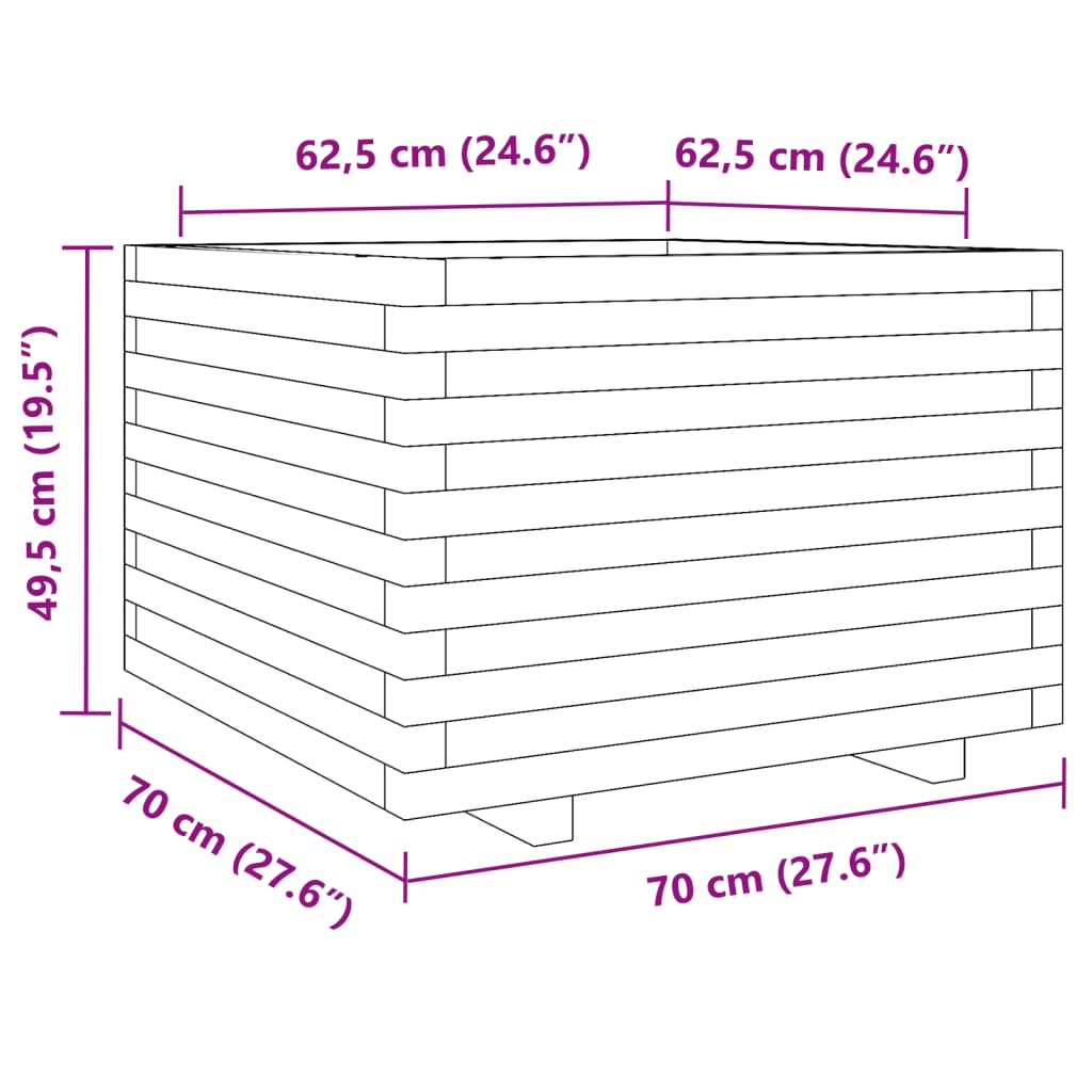 vidaXL Jardinière Blanc 70x70x49,5 cm Bois de pin massif