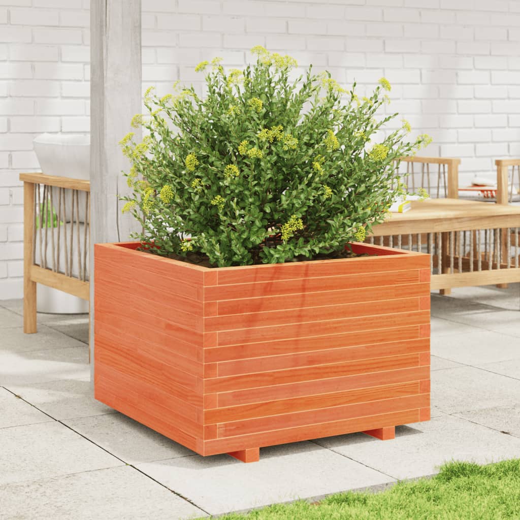 vidaXL Pflanzkübel Wachsbraun 70x70x49,5 cm Massivholz Kiefer