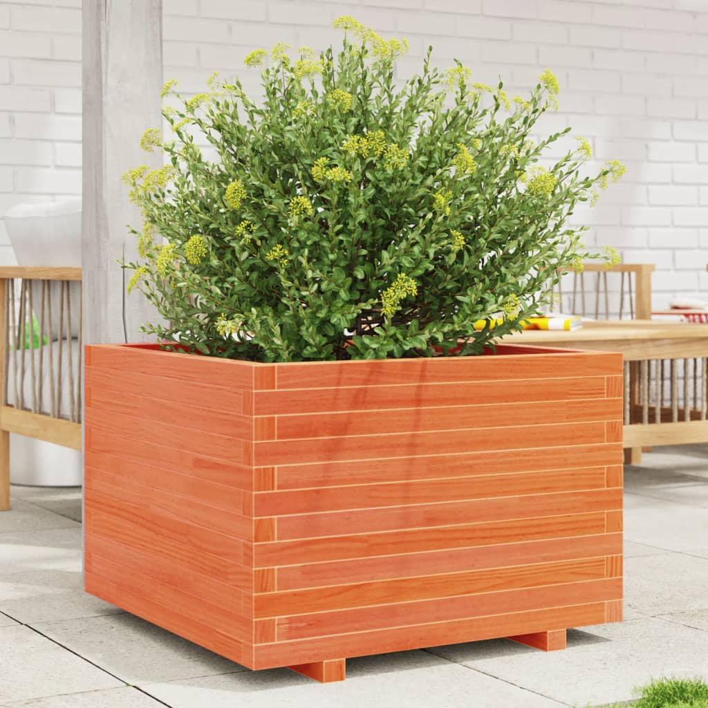 vidaXL Pflanzkübel Wachsbraun 70x70x49,5 cm Massivholz Kiefer