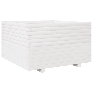 vidaXL Pflanzkübel Weiß 80x80x49,5 cm Massivholz Kiefer