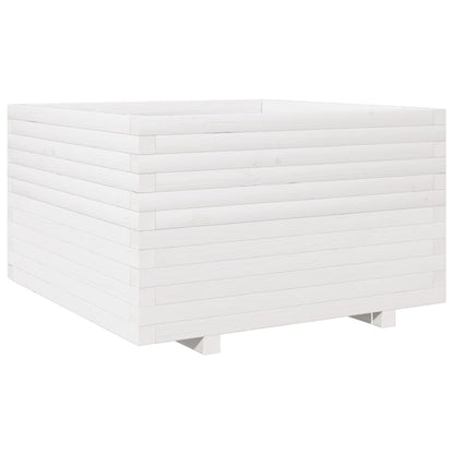 vidaXL Pflanzkübel Weiß 80x80x49,5 cm Massivholz Kiefer