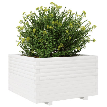 vidaXL Pflanzkübel Weiß 80x80x49,5 cm Massivholz Kiefer