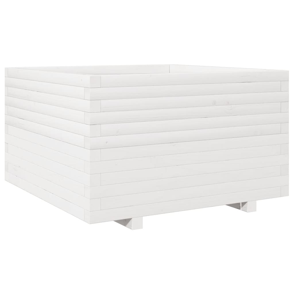 vidaXL Pflanzkübel Weiß 80x80x49,5 cm Massivholz Kiefer