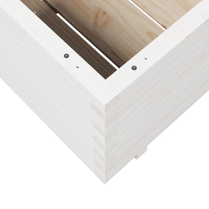 vidaXL Pflanzkübel Weiß 80x80x49,5 cm Massivholz Kiefer
