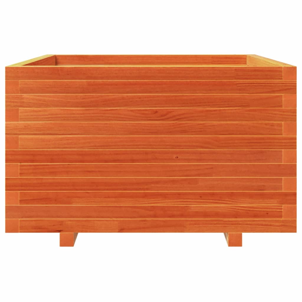 vidaXL Jardinière Bois de pin massif marron ciré 80x80x49,5 cm