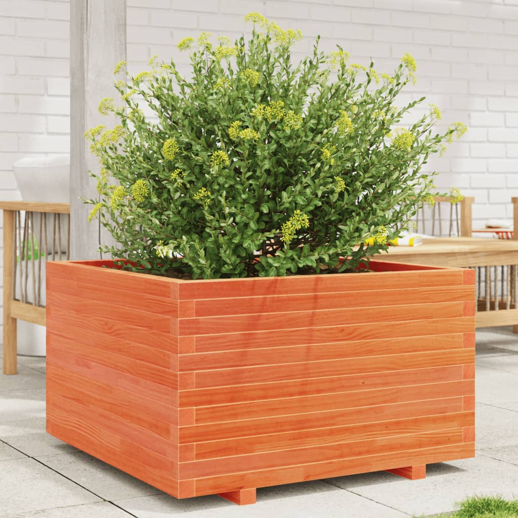 vidaXL Jardinière Bois de pin massif marron ciré 80x80x49,5 cm