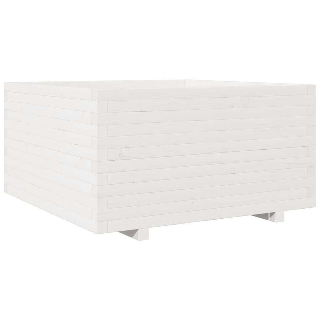 vidaXL Pflanzkübel Weiß 90x90x49,5 cm Massivholz Kiefer