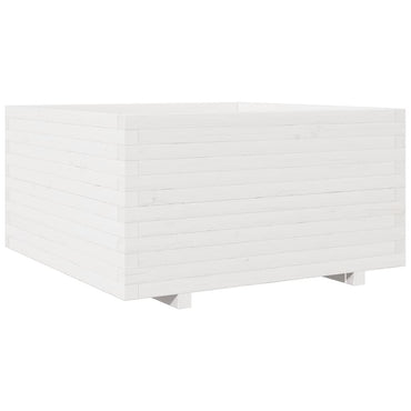 vidaXL Pflanzkübel Weiß 90x90x49,5 cm Massivholz Kiefer