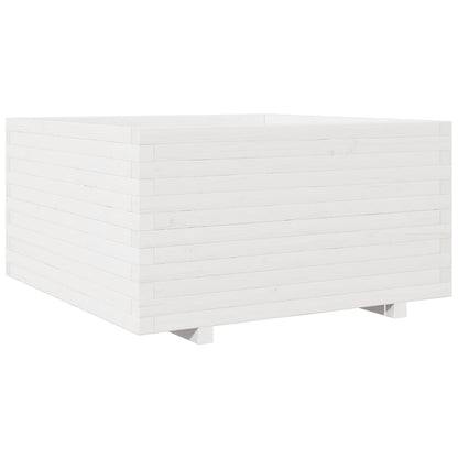 vidaXL Pflanzkübel Weiß 90x90x49,5 cm Massivholz Kiefer