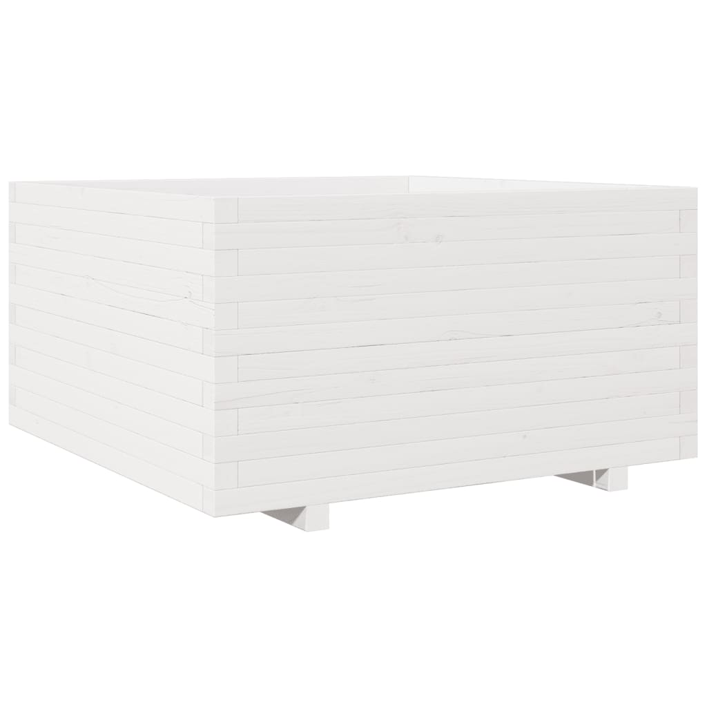 vidaXL Pflanzkübel Weiß 90x90x49,5 cm Massivholz Kiefer