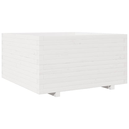 vidaXL Pflanzkübel Weiß 90x90x49,5 cm Massivholz Kiefer