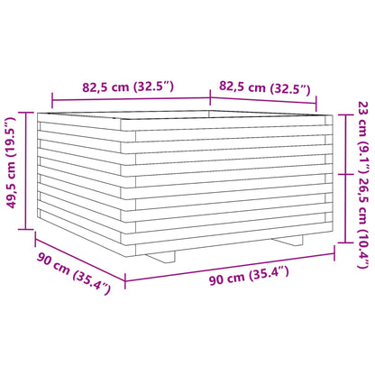 vidaXL Pflanzkübel Weiß 90x90x49,5 cm Massivholz Kiefer