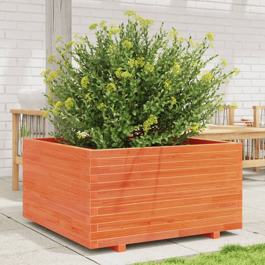 vidaXL Pflanzkübel Wachsbraun 90x90x49,5 cm Massivholz Kiefer