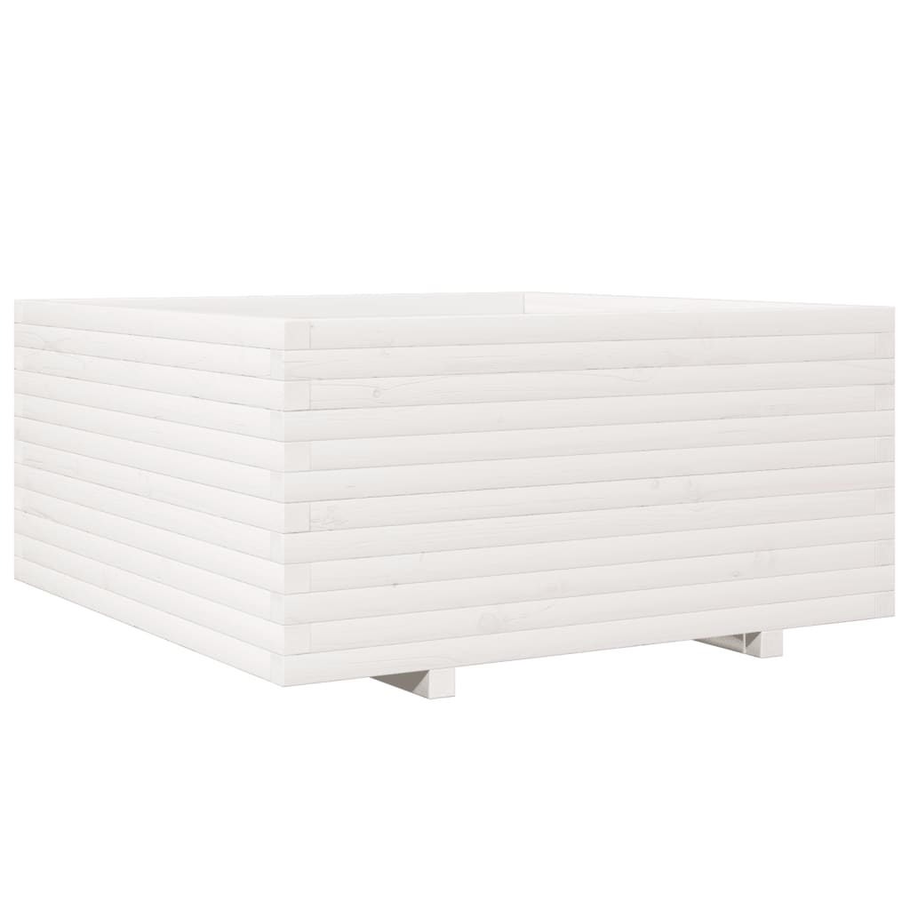 vidaXL Pflanzkübel Weiß 100x100x49,5 cm Massivholz Kiefer
