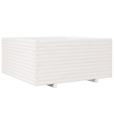 vidaXL Pflanzkübel Weiß 100x100x49,5 cm Massivholz Kiefer